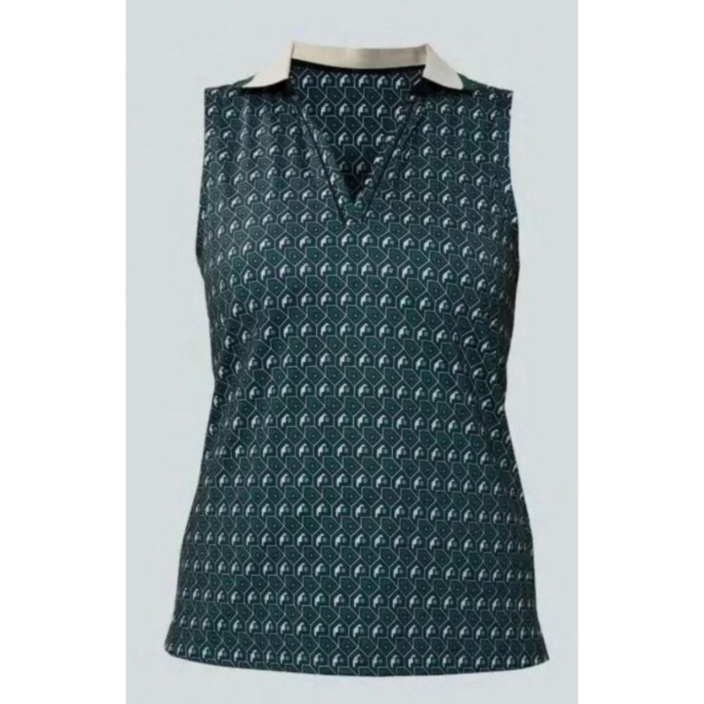 Tuckernuck Small Caroline Golf Sleeveless Polo Green Blue Tennis Sport Tank Top